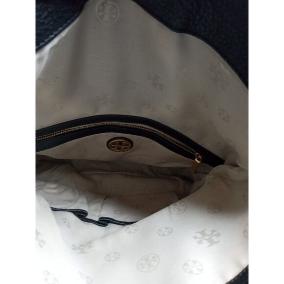 $435+ Auth Tory Burch Black Leather Amanda Foldover Crossbody Bag Beautiful - Picture 8 of 11